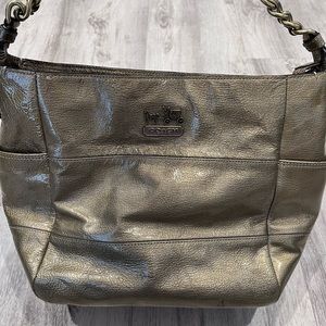 Large coach gold shoulder bag